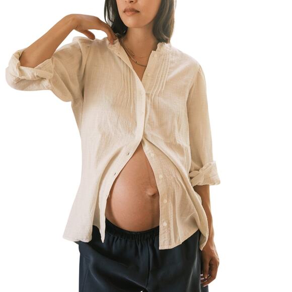 Hatch Tops - Hatch Lightweight Ivory Sydney Blouse Size 1